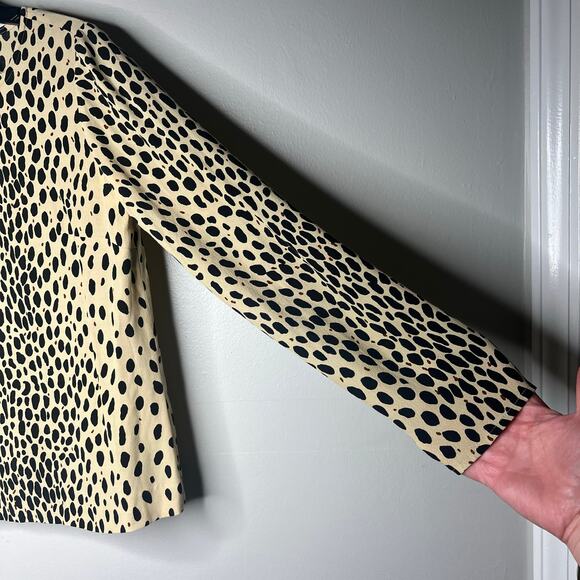 J.Crew Women's Animal Print Blouse Sz 2 Long Sleeve Leopard Old Money Neutral - Picture 4 of 9